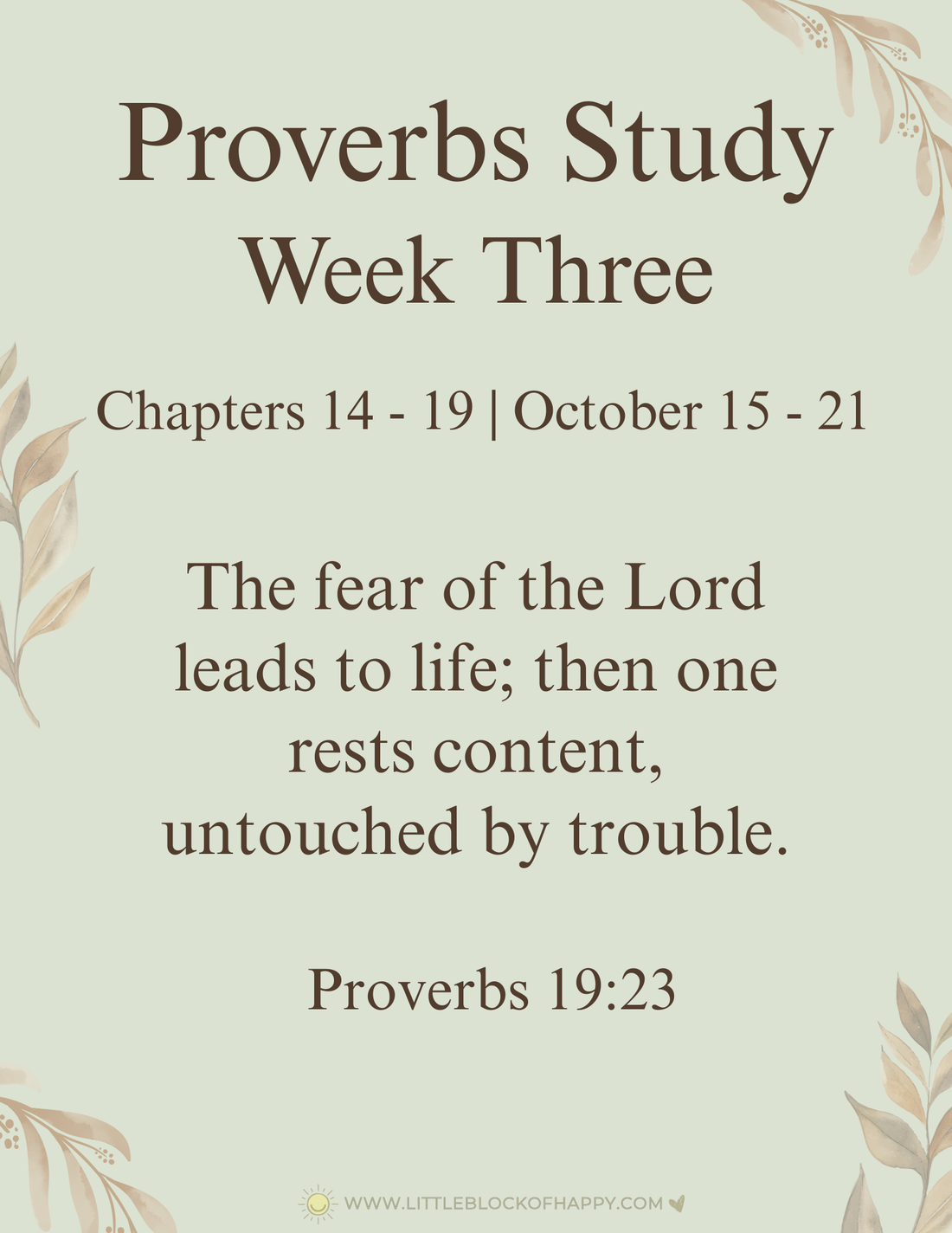 Proverbs On Study Proverbs Study - Week Three – Little Block of Happy