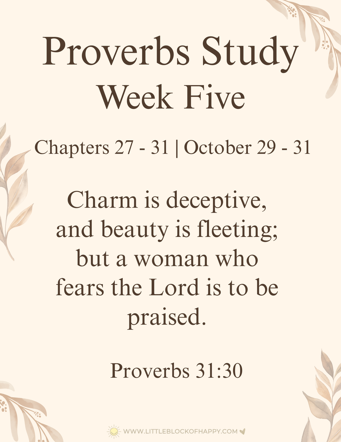 Proverbs Study: Week Five